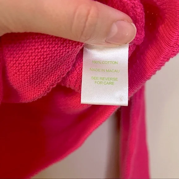 Y2K Lily Pulitzer Long Sleeve Pink Cardigan Waffle Knit Sweater Size Small - Picture 9 of 9